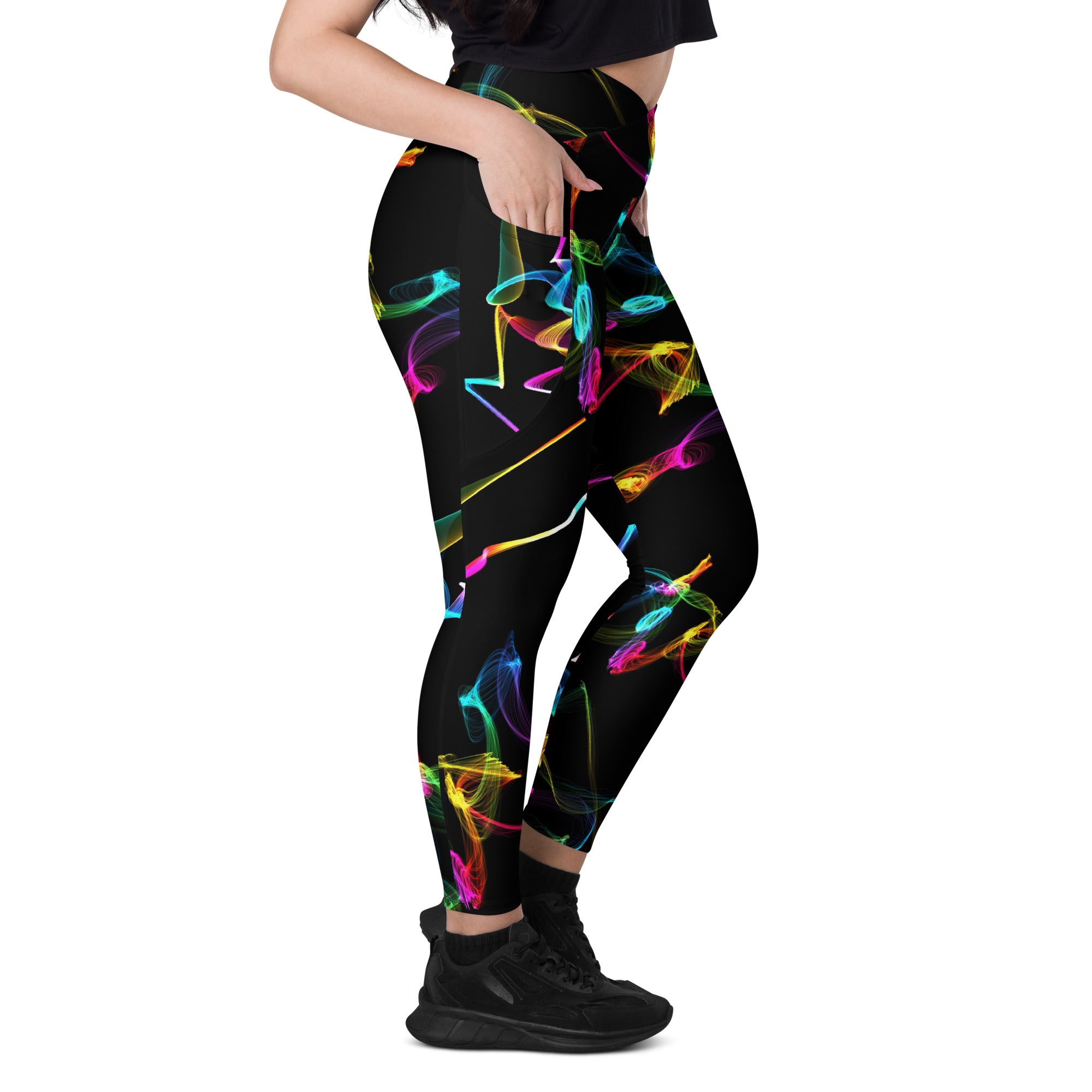 Black Gym Leggings with Pockets. Streetwear or Workout or Dance Leggings. Yoga Pants. WickedYo.